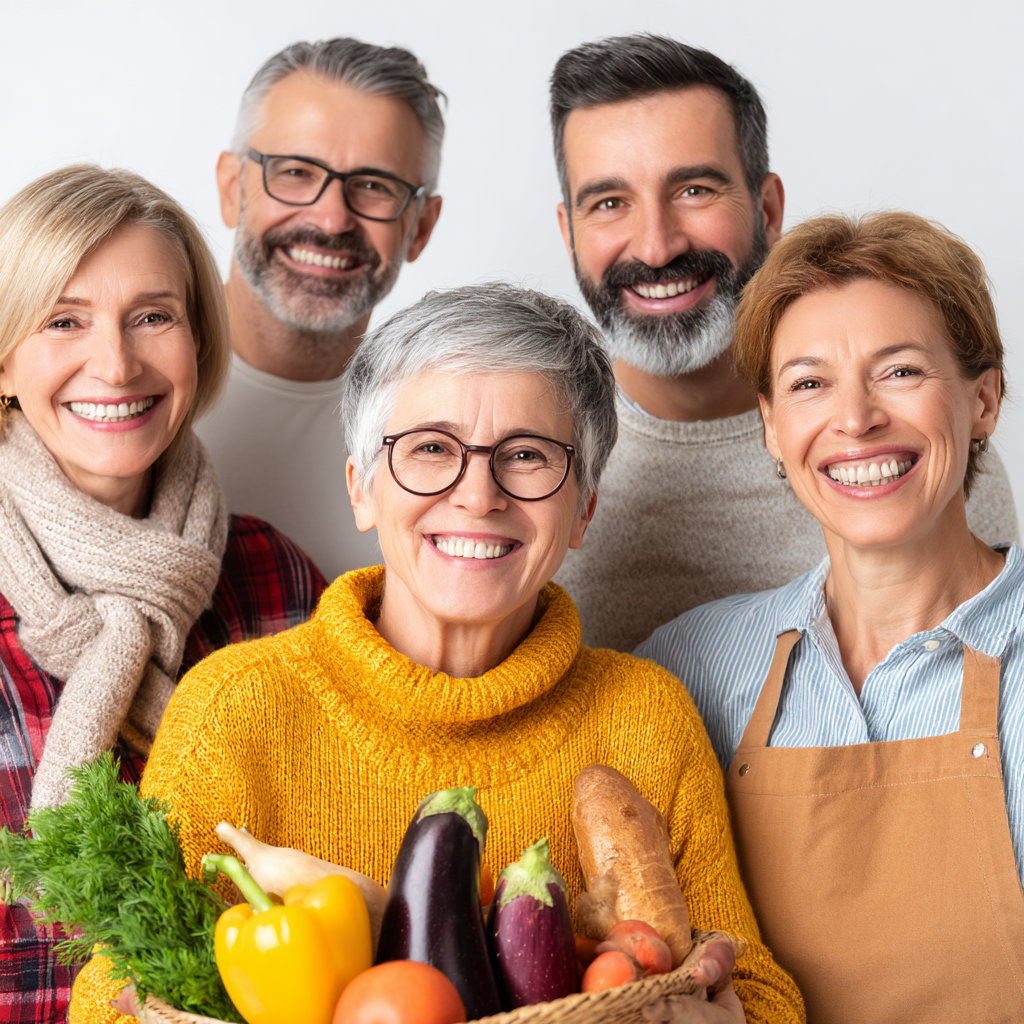 Boldog magyar család a konyhában, együtt főzve egészséges ételeket, természetes fényben